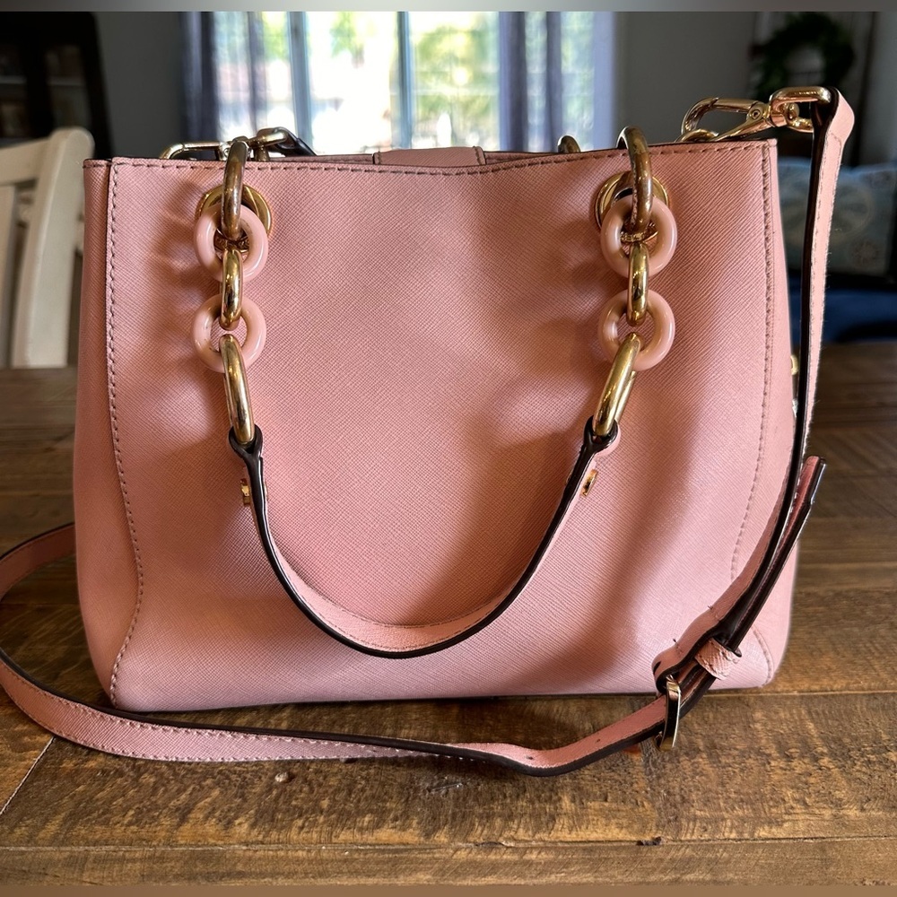 Michael Kors Cynthia Ballet Pink Leather Crossbody Bag